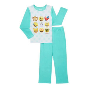 Emoji Girls Long Sleeve Top and Pants Pajama Sleep Set, 2-Piece, Size 14/16 Girl